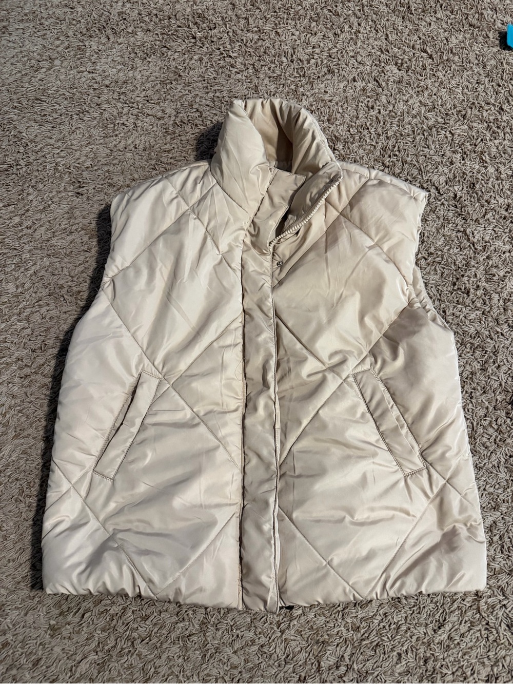 Cream Quilted Puffer Vest